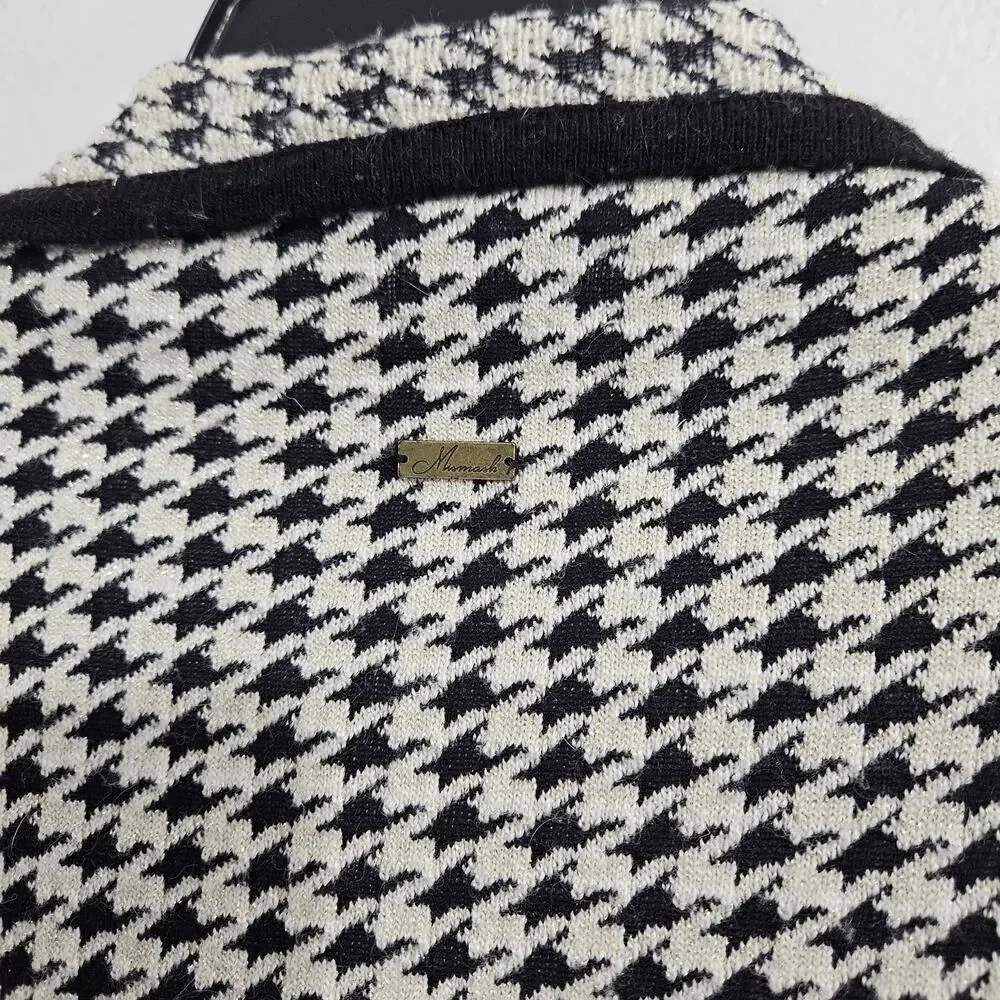 Houndstooth Open Front Long Sleeve Cardigan. Size Small. - Picture 6 of 6